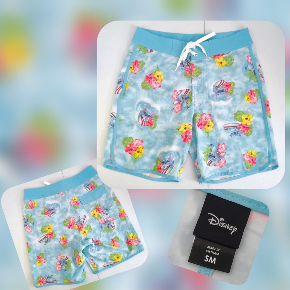 Disney Lilo And Stitch Blue Floral Men's Board Shorts ( Nwts & (Nwots)